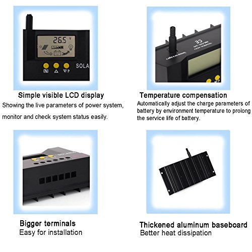 Sun YOBA 30A 12V/24V Solarregler Regler Akku laden Sicherer Schutz CE zertifizieren - 4