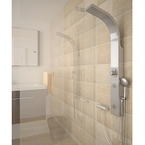 Edelstahl Duschpaneel mit integrierter Kopfbrause zwei Massagedüsen inkl. Handbrause - 5