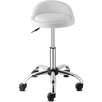 TactFire Tabouret De Bureau Rond Avec Dossier - Hauteur Réglable 49-64 Cm, Rotation 360° - Noir