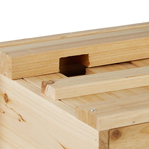 Relaxdays Nistkasten Spatzen, Sperlinge, 3 Nistkammern, Holz, Vogelhäuschen, H x B x T: 21,5 x 43 x 14,5 cm, naturfarben - 5