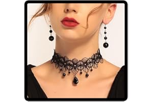 JUSTUSNX Ensemble collier et boucles d'oreilles pour Halloween, collier et boucles d'oreilles style vampire, accessoires de costume d'Halloween, bijoux gothiques pour femme