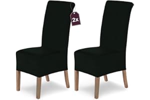 ‎SH SCHEFFLER-HOME LIVE HOMESTYLE SCHEFFLER-Home Stuhlhussen 2er Set Lena Schwarz/elastische und langlebige Hussen für Stühle/Robustes Freischwinger Hussen Set/Stuhlhussen Stretch/Stuhl Hussen waschbar