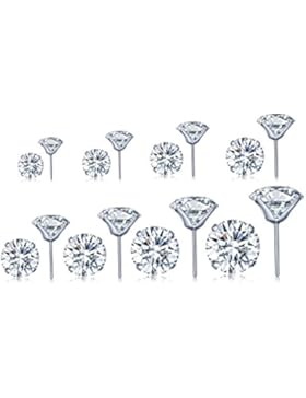 Unendlich U 925 Sterling Silber 16PCS 3-10mm 4 Klaue Zirkonia Ohrstecker Gestüt Stecker Ohrringe Set Ohrschmuck...