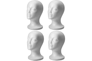 ARDISLE 4pc Mannequin Styrofoam Foam Head Model Wig Glasses Hat Display Stand Female Mannequin Manikin Folding Holder Travel Shop Retail