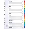 A4 File Subject Dividers A-Z Part Multi-Coloured Tabs with Reinforced Multi Punched Mylar tabs 150gsm (Pack of 5)