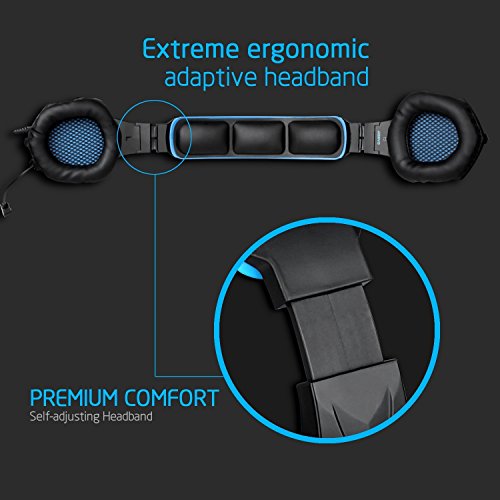 Cascos para Xbox One PS4  Sades SA807 Auriculares Gaming Bajo Envolvente Est  reo con Micr  fono 3 5mm Puerto Compatible PC  MAC  iPad  iPod  iPhone  Laptop Smartphone Negro Azul 