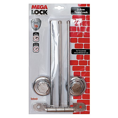 Tatkraft MegaLock Wandaufhänger für Handtücher mit 3 Beweglichen Leisten ohne Bohren Stahl Verchromt 34X6X22.2cm - 2