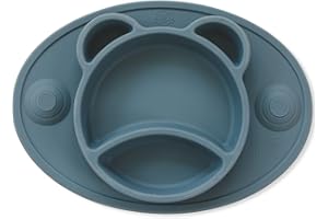 Bubba Bear® Baby Toddler Suction Placemat Plate Set | Stay Put Feeding Mat Plates for with Divider Sections for Weaning Babies | Non Slip Silicone Tray Cup Placemats for Kids | Easy for Travel