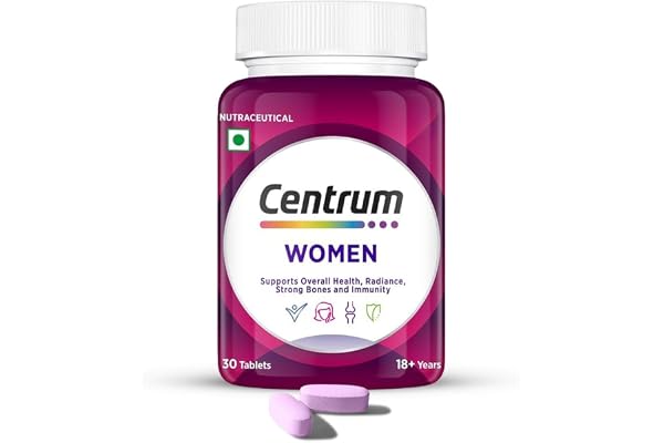 Centrum Women, World's No.1 Multivitamin with Biotin, Vitamin C & 21 vital Nutrients for Overall Health, Radiance, Strong Bones & Immunity (Veg) Pack of 30 Tablets