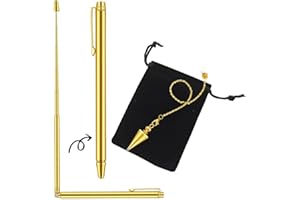 PYEUIFT 2 Pezzi Bacchette Rabdomante Professionali d'Ottone - Bacchette di Radioestesia per Geobiologia, Pendolo di rame, FengShui, Aste di Radiestesia Professionali, Aste Radiestesia, con borsa di velluto