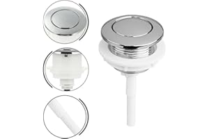 AUOIIAN 38mm Single Flush Toilet Push Buttons (1-Pack) – Chrome ABS Replacement Kit, Universal Fit for Most Toilet Cisterns, Easy Install, Durable & Rust-Resistant