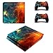 Produktbild Stillshine PS4 Slim Skin Aufkleber Sticker Design Folie schützende Haut Schale für Sony Playstation 4 Slim Konsole & 2 Dualshock Controller (Starry Blue-Orange)