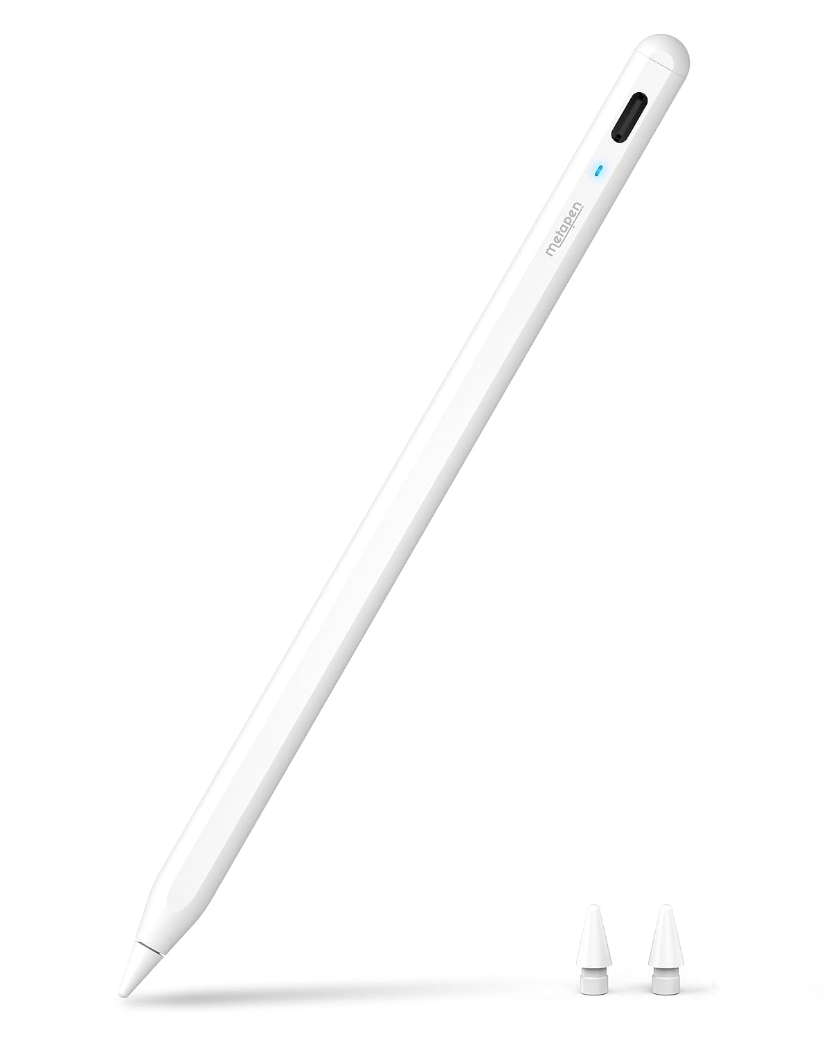 Metapen Stylus A8 compatibel met Apple iPad 2018-2023, snel opladen, palmafstoting, kanteldetectie, magnetische bevestiging, compatibel met iPad 10/9/8/7/6 Gen, Pro 3/4/5/6, Air 3/4/5, Mini 5/6 | Pencil Charge Rapide USB C,Précision Pixel,pour iPad 11 A16/10/9/8/7/6,Pro 3/4/5/6/M4, Air 3/4/5/M2/M3/M4, Mini 5/6-Blanc