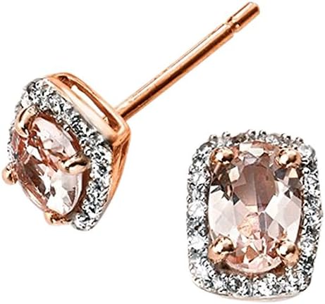Elements Gold 9ct Rose Gold Diamond and Morganite Earrings