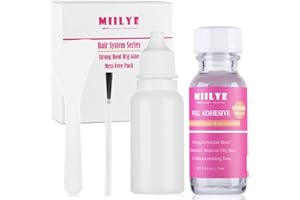 Waterproof Wig Glue, Clear| Invisible| Mess-Free MIILYE Hair Replacement Bonding Glue, Strong Hold Acrylic Adhesive for Lace Front Wigs and Poly Hairpieces, Toupee, Cosmetic Hair Systems, 0.5oz/ 15ml