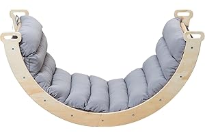 Buxibo Mini Arche d'escalade - Arche d'escalade en Bois avec Coussin - Montessori Play Gym - 78x47x37 cm - Gris