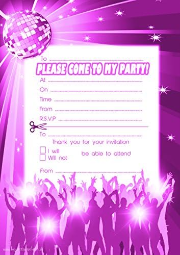 Disco party invites pack of 20 with envelopes
