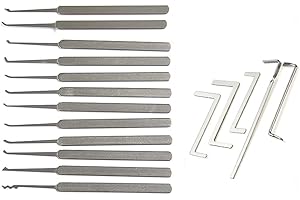 Loboo Idea 15-częściowy zestaw narzędzi do ćwiczeń klasy premium do odblokowywania, w tym 12-częściowy hak wytrychowy i 3-częściowy klucz napinający dla początkujących i profesjonalnych ślusarzy