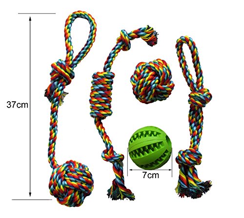 5-Pack-Pet-Dog-Cotton-Rope-Toys-Rubber-Chewing-Ball-Toys-Bite-Resistant-and-Teeth-Cleaning-Gift-Set-for-Small-Medium-Dogs