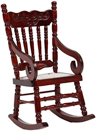 Warm haven 1:12 Doll House Miniature Wooden Rocking Chair Mini Furniture Model Brown