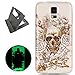 Produktbild Samsung Galaxy S5 hülle,[Mit freiem schwarzem Kickstand] Keyye [Kreative Luminous Durable] Silikon hülle,Aquarell Drucken Muster [Anti Staub]SchlankWeich gel TPU Schrubben Transparent Schutzhaut fluoreszierend Grüner Effekt Nacht Glühen in der Dunkel Portable Cover für Samsung Galaxy S5-Skelett Rose
