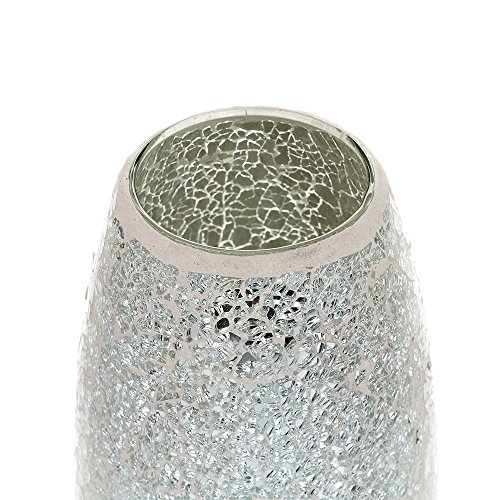 London Boutique Blumen-Vase, dekorativ, glitzerndes Mosaik, Geschenk, glas, silber, Height 31cm* Diameter 8 cm - 2
