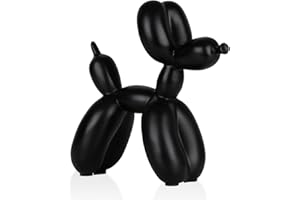 greafy Deko Luftballon Hund Skulptur - Nordic Schwarz Moderner Balloon Dog Figur aus Harz als Wohnzimmer Dekoration modern, Deko Hund Statue Geschenk für Schlafzimmer, Büro & Schreibtisch