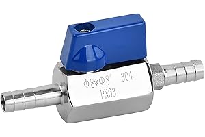 Ziyonix Mini VAlvula de Cierre VálVUla de Bola con Púas Válvula de Control Válvula de Bola de Acero Inoxidable 304 Accesorios de Tubería de Manguera de Agua para Agua, Gas, Aceite, Combustible (8 mm)
