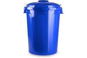 ACAN Tradineur - Pattumiera con manici in metallo e coperchio, in plastica resistente, contenitore per rifiuti, pattumiere, riciclaggio, industriale, casa, prodotto in Spagna (blu, 70 litri)