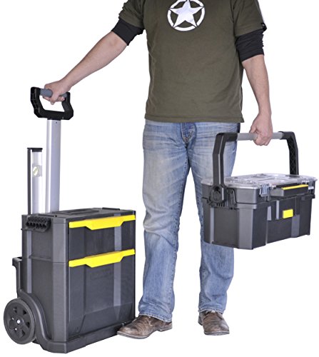 Stanley Rollende Werkstatt 2in1, 19″ Werkzeugtrage mit Organizer, Schublade, Teleskopgriff, aus Kunststoff, STST1-79231 - 10
