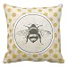 Vintage Bee on Yellow Dots Throw Pillow case Canvas Cushion Cover 18" one side