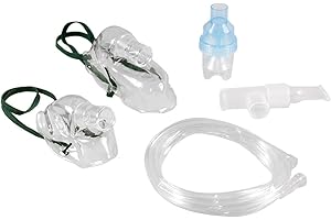 Maclean PR-850 Inhaliergerät Zubehör Komplettset | Kindermaske & Erwachsenenmaske | Vernebler Mundstück Nasenaufsatz Anschlussschlauch | Universal kompatibel (Zubehör Komplettset)