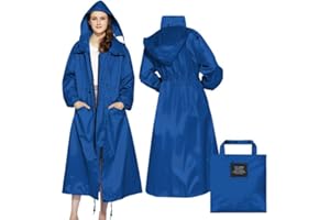 LAMA Impermeabili Lunghi da Donna con Cappuccio, Riutilizzabili Ripiegabili con Maniche Lunghe per Adulti Donna, per Bici Moto Equitazione Escursionismo Trekking