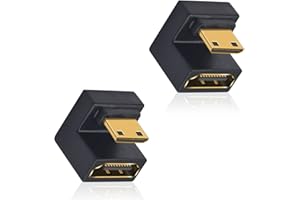 Duttek U Shape HDMI a Mini HDMI 8K Adaptador, 2 Pack 8K Mini HDMI macho a HDMI hembra adaptador de extensión de apoyo 8K@60Hz,48Gbps para la cámara/ordenador portátil/Tablet/HDTV/Proyector(Down)
