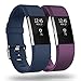 Produktbild super vaule Fitbit Charge 2 Strap, Lade 2 Bänder Einstellbare Ersatz Sport Zubehör Armband für Fitbit Charge 2 Large (Blau+Pflaume, L)