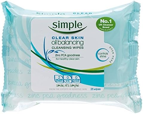 Simple Clear Skin Cleansing Face Wipes 25 Pack