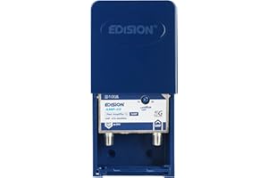 EDISION AMP-10 Amplificador Antena TV de mástil 1UHF, 10-25db Ajustable, 107dBmV, 24V, para Digitale Terrestre DVB-T/T2, Frecuencias UHF 470-694Mhz, con Filtro 5G LTE