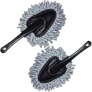 CarFrill Dash Duster, 2 Pack Multi-Functional Super Soft Microfiber Interior Cleaning Dirt Dust Brush and Home Use Dusting Tool Gray (Gray)