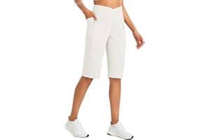baleaf Womens Shorts Ladies Bermuda Running Long Short 14" Knee Length High Waisted Gym Shorts with Pockets Yoga