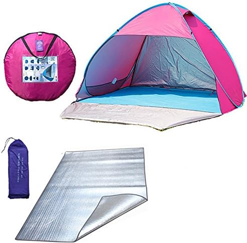 RFVBNM Beach Tent Automatic Camping fast couple 3-4 people tent outdoor sun shelter shelter rain camping with doors,pink mat