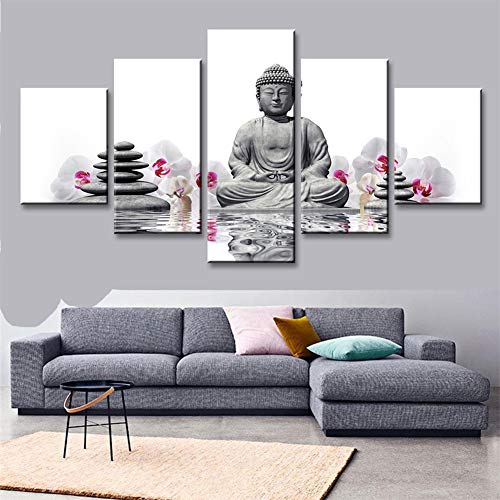 5 Pieces Religious Buddha statue poster Prints On Canvas Wall Art HD Pictures Living Room Home Decorations