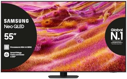 Samsung Smart TV 55'' QE55QN94FATXZT Neo QLED 4K Mini LED, NQ4 AI Gen3 Processor, 4K AI Upscaling Pro, Glare Free, Motion Xcelerator 165Hz, Dolby Atmos & OTS+, NeoSlim Design, 2025