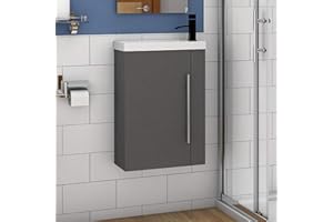 AICA SANITÄR Badmöbel Set 45 cm Waschbecken mit Unterschrank Waschtisch Gäste WC kleinmöbel Anthrazit