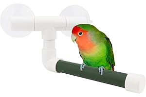 HYPEETY Bird Parrot Stand Perch Shower Standing Toy Portable Suction Cup Parrot Shower Perch Bath Stands Suppllies Holder Platform Parakeet Window Hanging Play(SMALL)