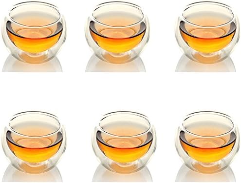 Artlass 6 pieces 50ml Clear Borosilicate Glass Tea Cup Coffee Cup Wine Cup