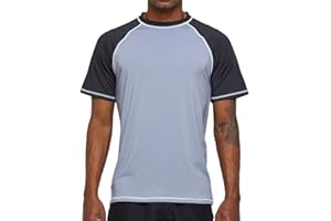 Arcweg Rashguard Mare Surf Uomo Maniche Corte Protezione Solare UV UPF 50+ Asciugatura Veloce Maglia Anti UV Pescs Stile Sciolto Elastica Maglietta Piscina