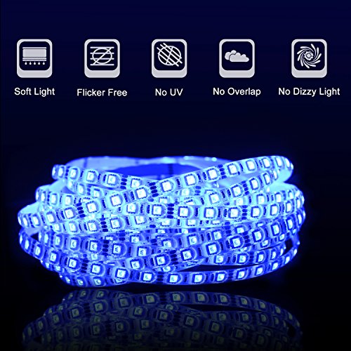 Rocknteck LED Streifen 5M 5050 RGB LED Strip mit 300 LEDs Bunt LED Schlauch LED Lichterkette Farbwechsel Lichtband LED Leiste Beleuchtung inkl. Netzteil Fernbedienung Empfänger und Stromkabel - 2