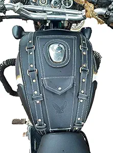 TRENDZ Tank Cover for Classic/Standard/Electra/Leather Tank Cover for Royal Enfield/Design Tank Cover Black for Royal Enfield CLASSIC350/500/BULLET/STANDARD/ELECTRA