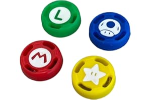 Prysm Gaming 4 Stück Super Mario Brothers Gummi Daumengriffkappen Abdeckungen Kompatibel mit Switch Joy-Con OLED Switch Joycon & Switch Lite