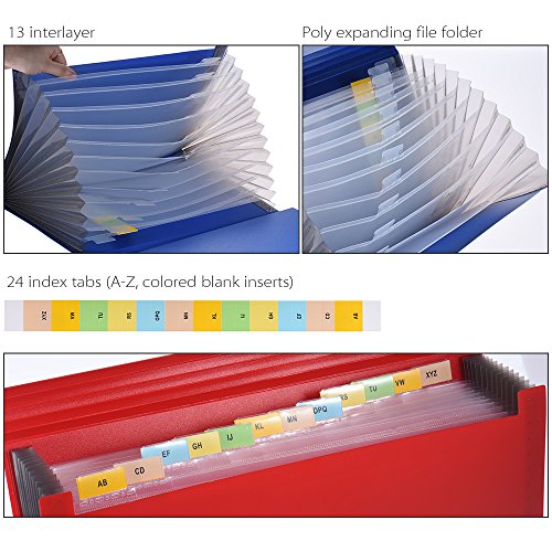 Carpeta expandible aibecy  tama  o A4 Legal Carta  13 bolsillos  para clasificar  organizar  cubierta para documentos de Impuestos  factura declaraciones  informes  pruebas  color verde  color azul